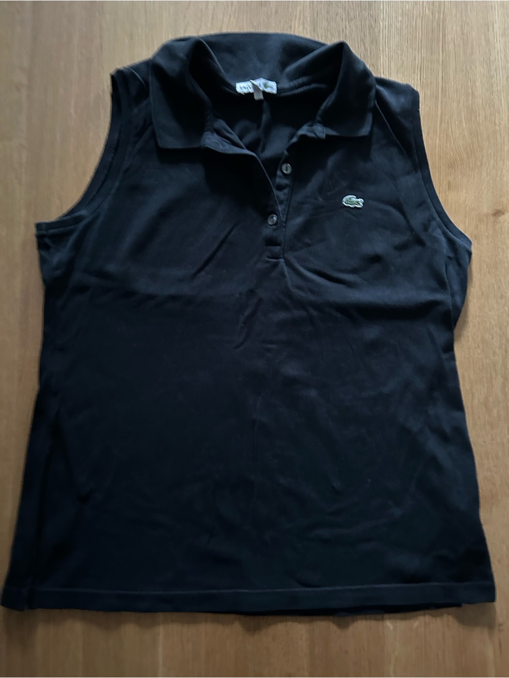 Lacoste Black Sleeveless Polo Tank with Crocodile Logo
